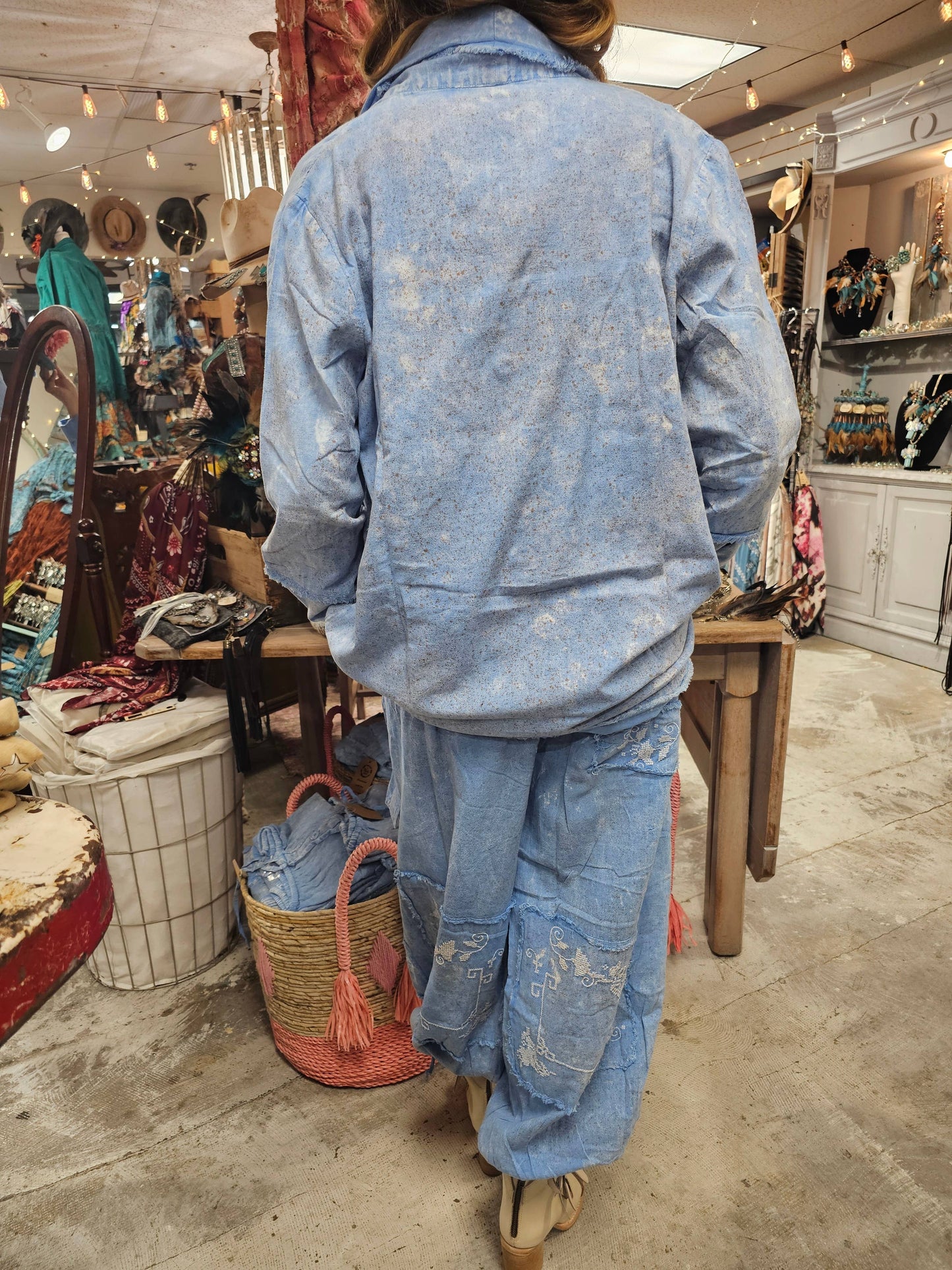 Blue Cross Stitch Genie Pant