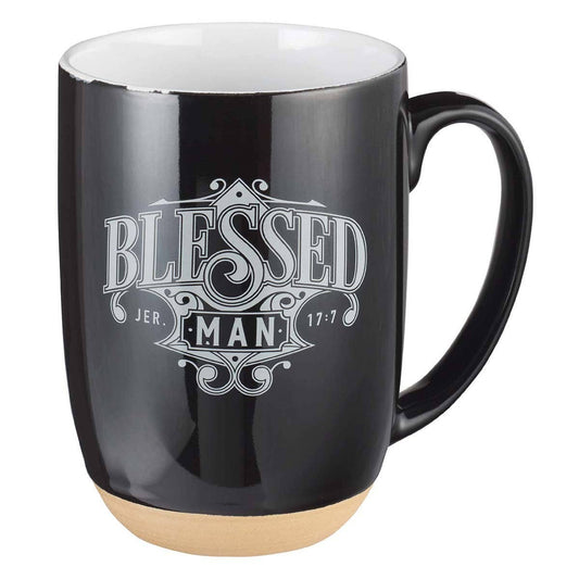 Blessed Man Ceramic Coffee Mug with Dipped Clay Base - Jerem