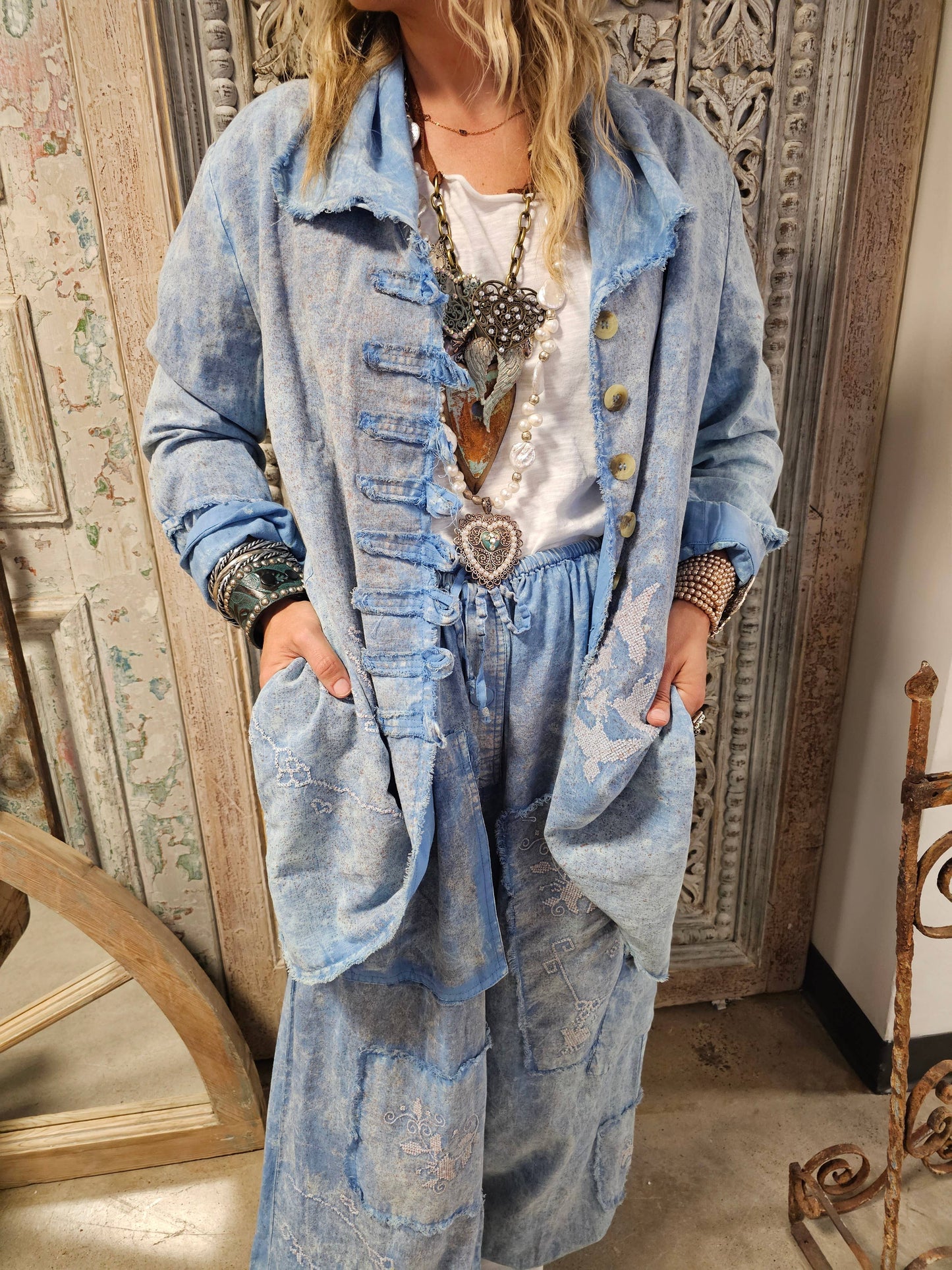 Blue Birdie Stitched Shirt