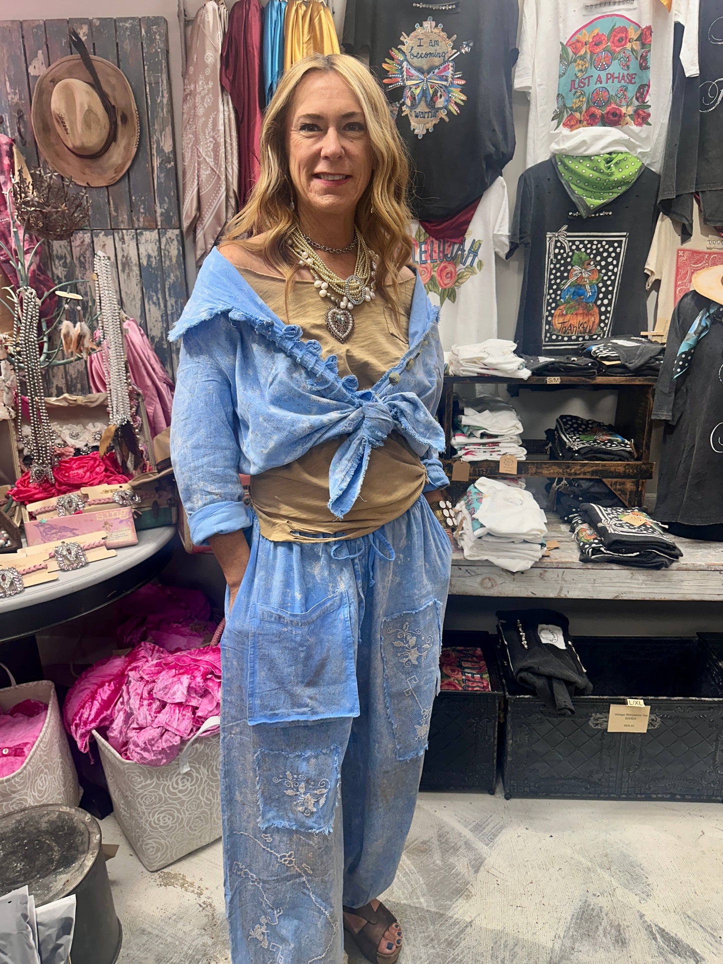 Blue Cross Stitch Genie Pant