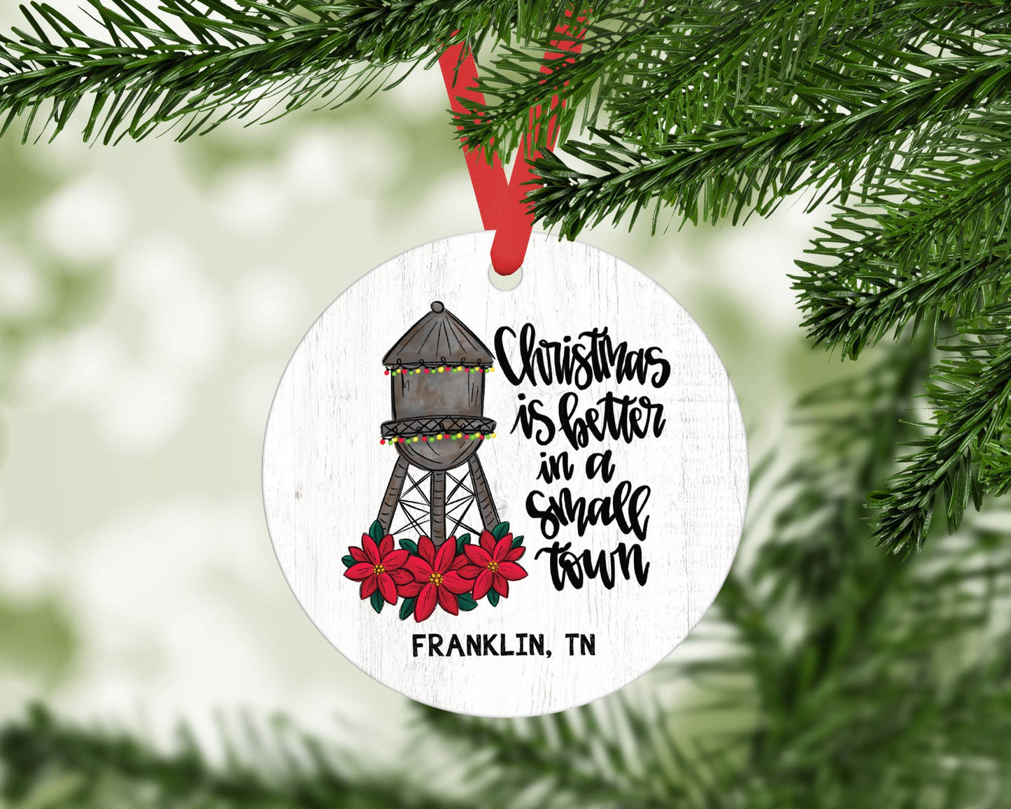 Custom City State Metal Ornament Christmas Holiday Decor: 3"