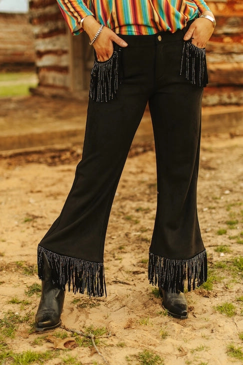 Suede Rhinestone Pants