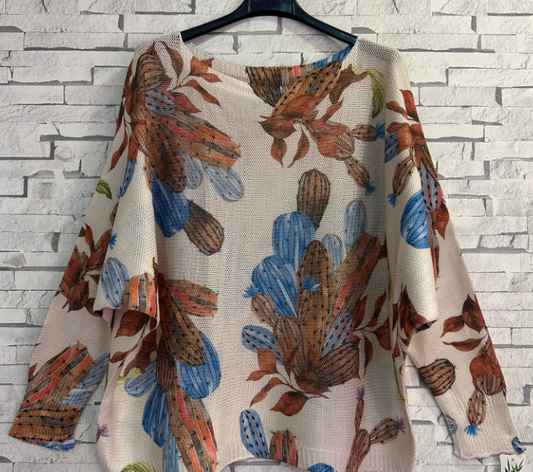 Blue Brown Cactus Top