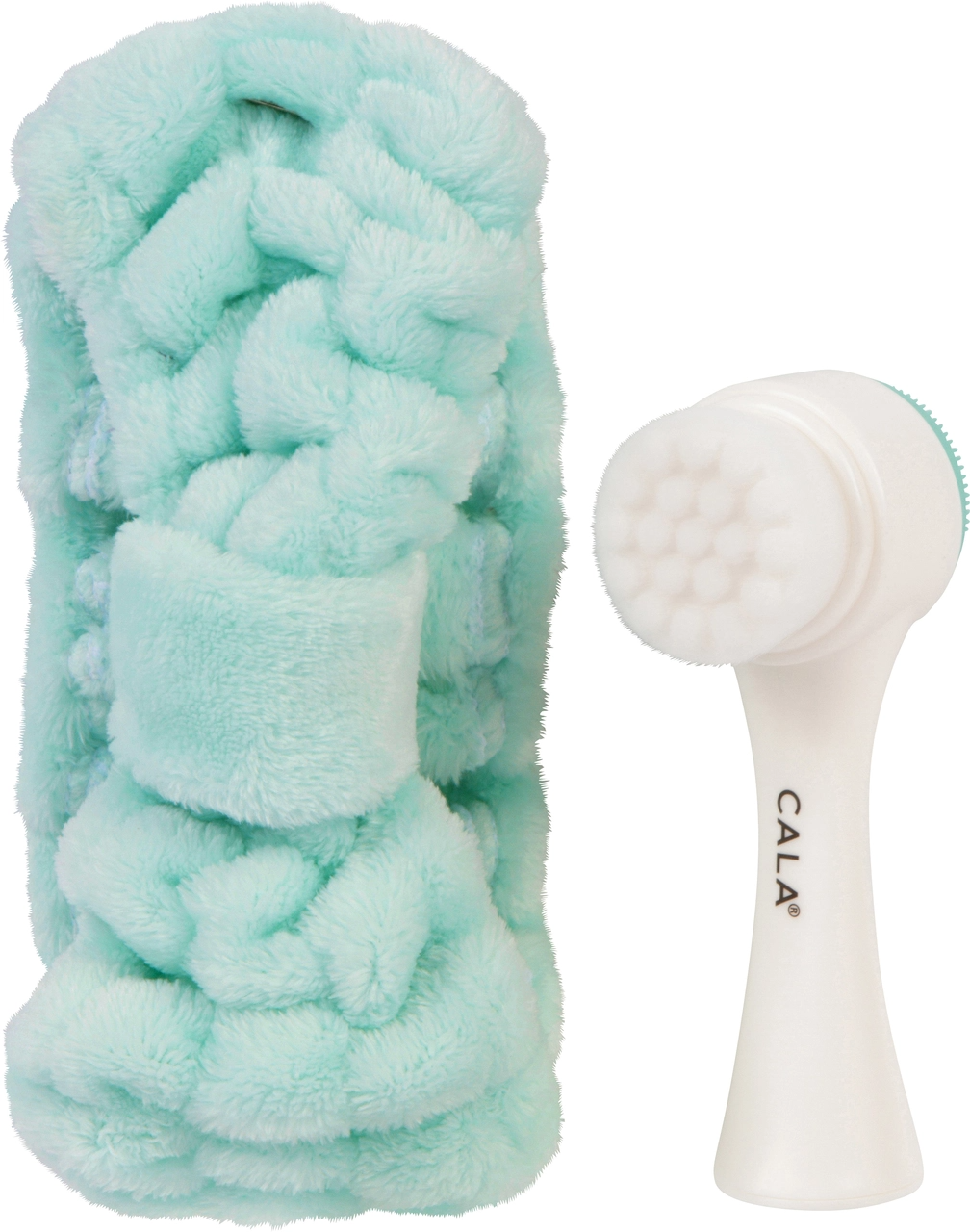 Dual Action Facial Brush & Headband Set: Mint