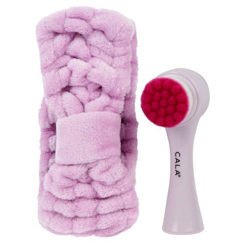 Dual Action Facial Brush & Headband Set: Mint