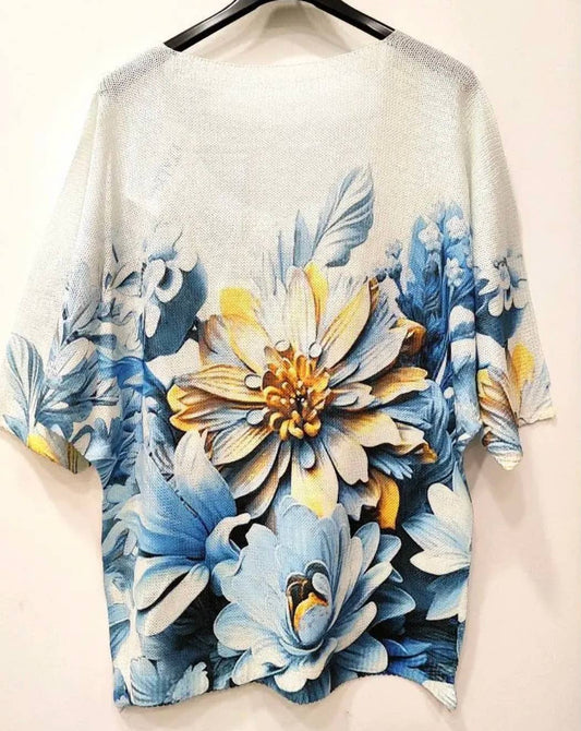 O/S Blue Floral Printed Top