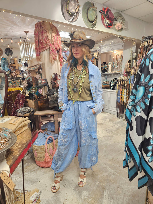 Blue Cross Stitch Genie Pant