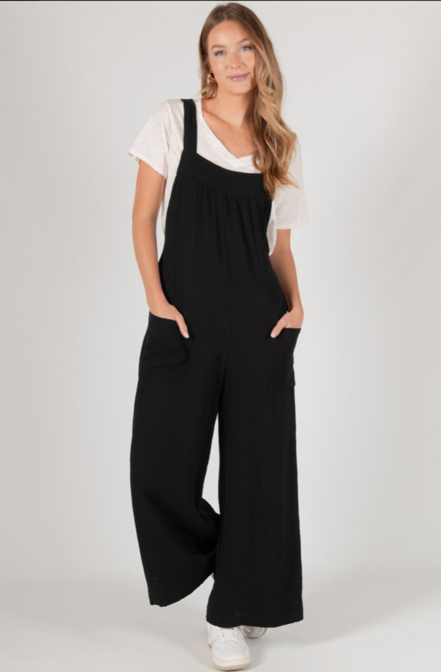 Wide leg overalls