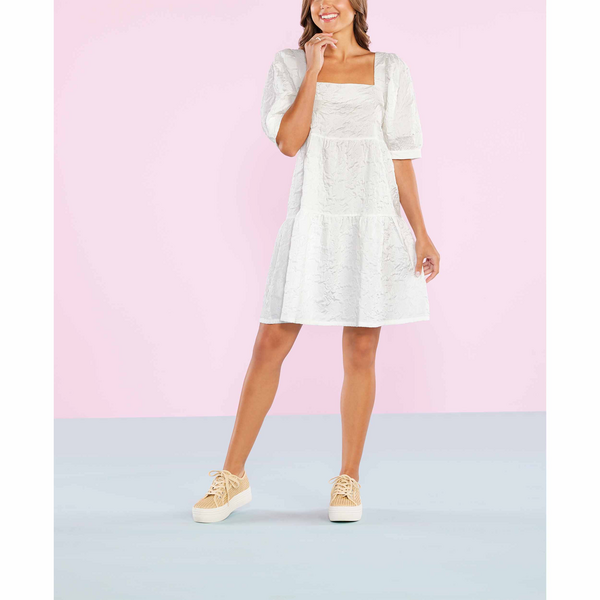 Barbara tiered dress white