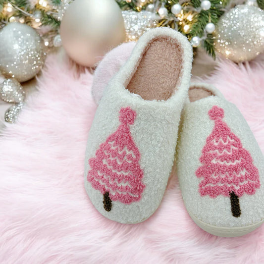 Pink Christmas Slippers