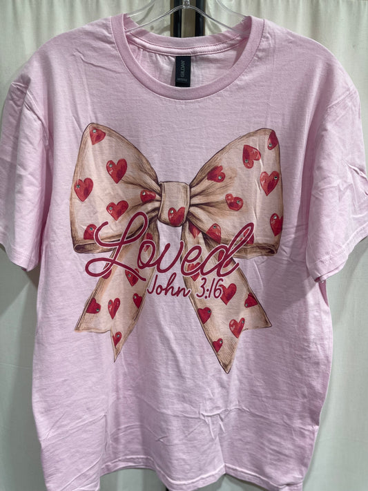 Loved John 3:16 Bow/ Pink