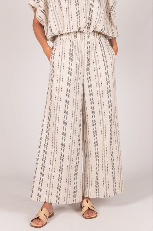 Taupe & Navy Wide Leg Pants