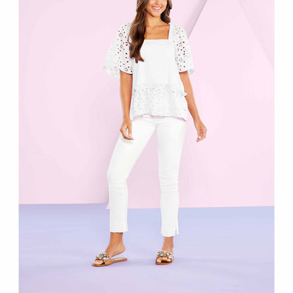 Kieran eyelet top white