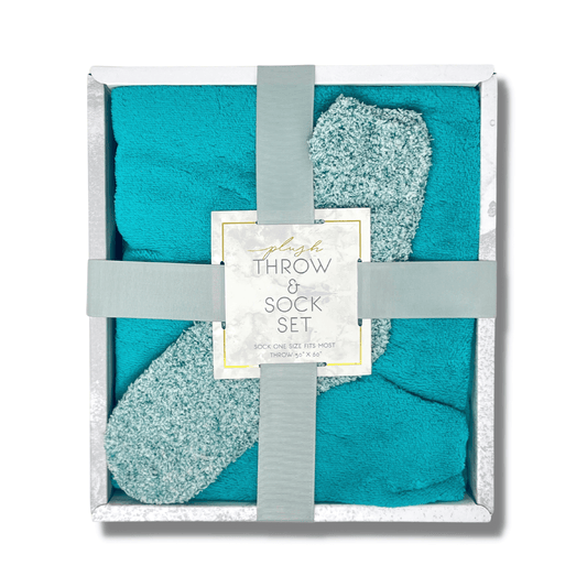 Plush Throw and Socks Gift Box Set: Grey