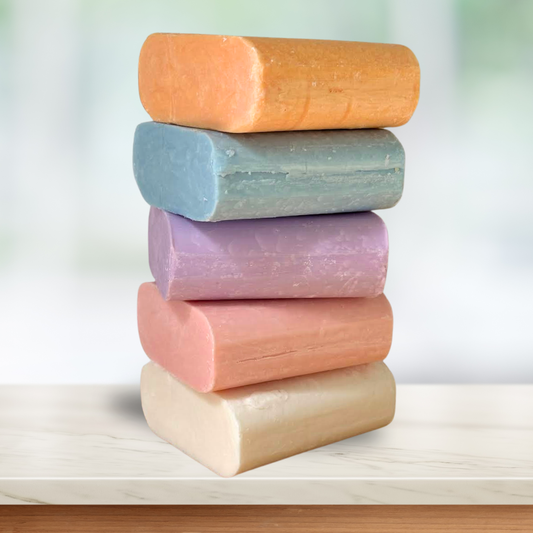 Even the dyes/colorants used for the soaps are natural and corn starched based, same ingredients used for the Color Fun Runs. These bars are paraben-free, gluten-free, sulfate-free, allergen-free, and cold-processed. These bars have a light fragrance, and are random colored bars.&nbsp;