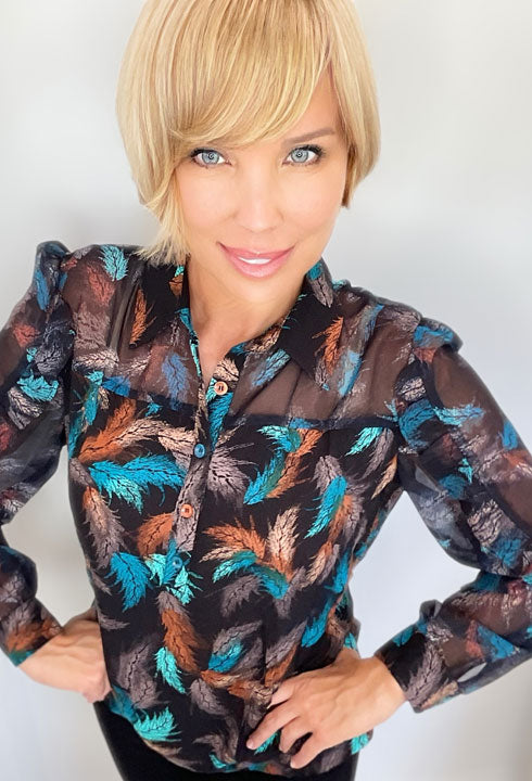 Feather Print Blouse