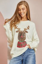 Sequin Reindeer Sweater