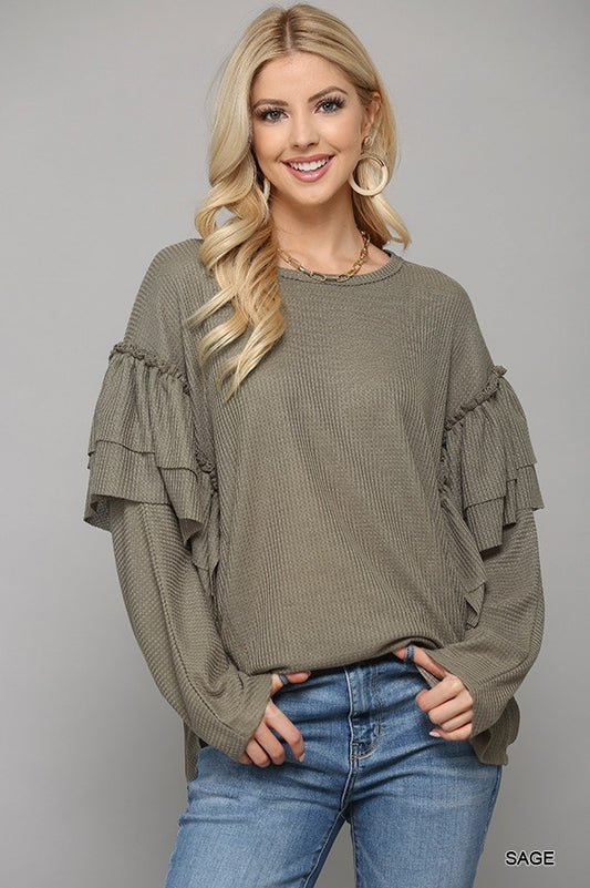 Ruffle Long Sleeve Top TC2145