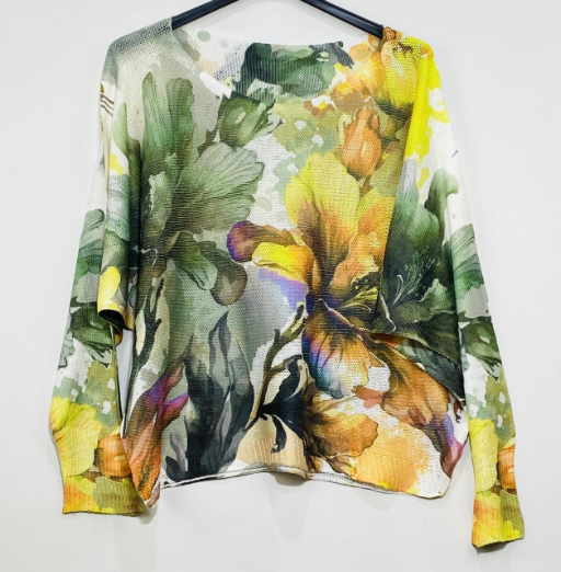 Olive Floral Knit Printed