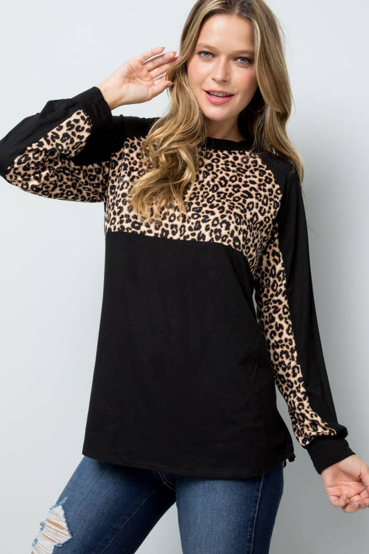 Black/Leopard Top