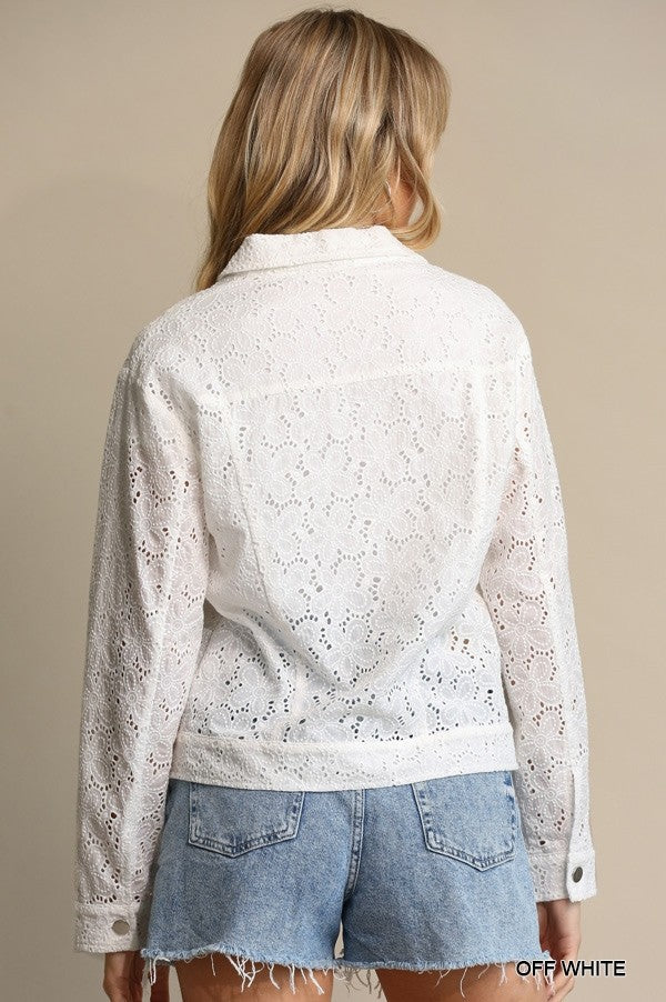 White eyelet outlet jacket